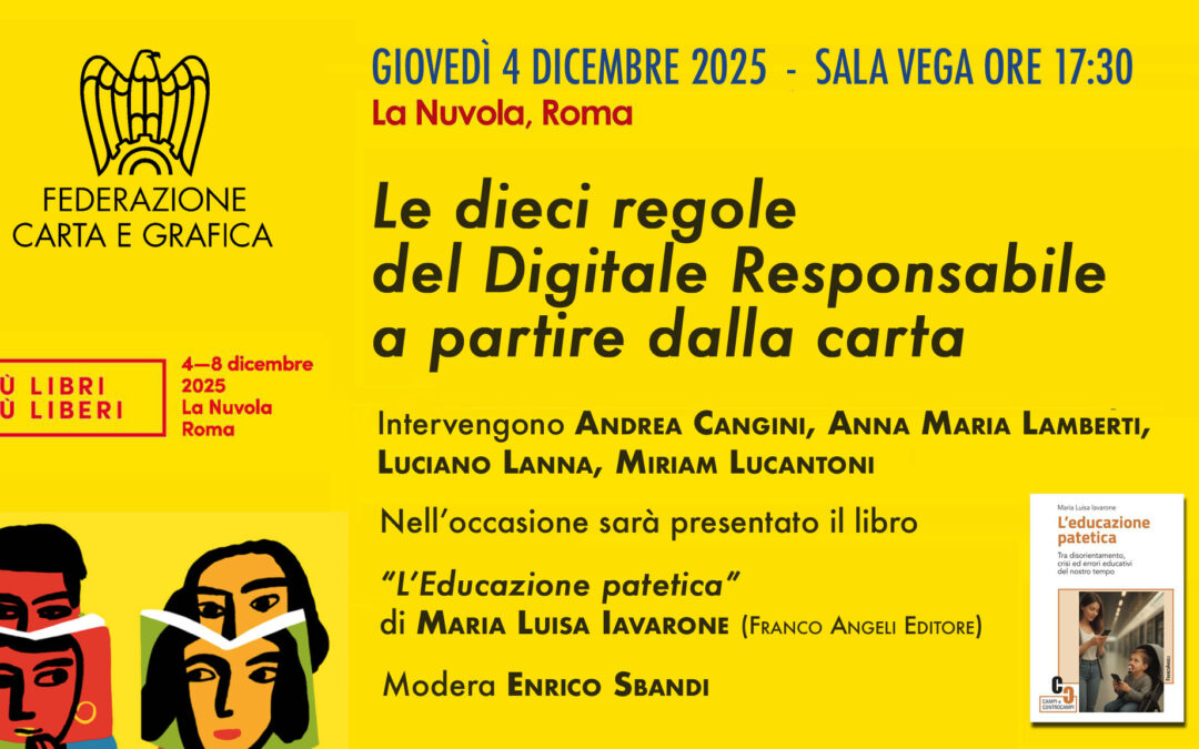 In Più Libri Più Liberi a Roma il 4 dicembre l’evento della Federazione sul Digitale Responsabile