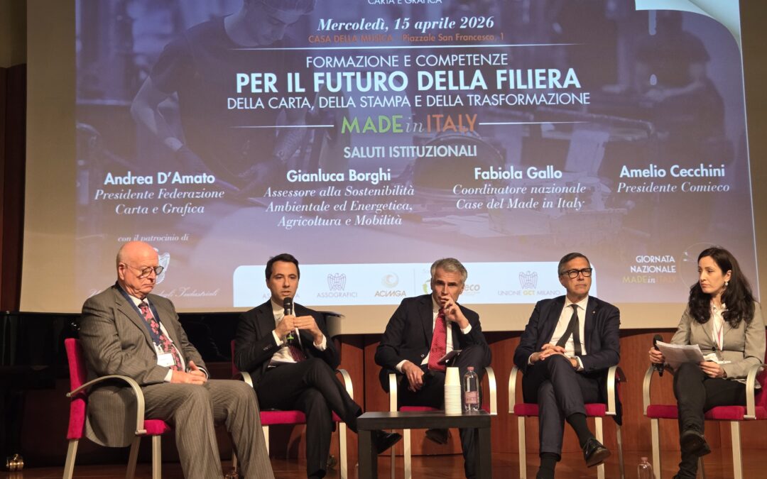 GIORNATA DEL MADE IN ITALY – PRESSO LA CASA DELLA MUSICA DI PARMA LA FEDERAZIONE CARTA E GRAFICA FA IL PUNTO SULLA FORMAZIONE E LE COMPETENZE DI UNA FILIERA DA 26,9 MILIARDI DI EURO