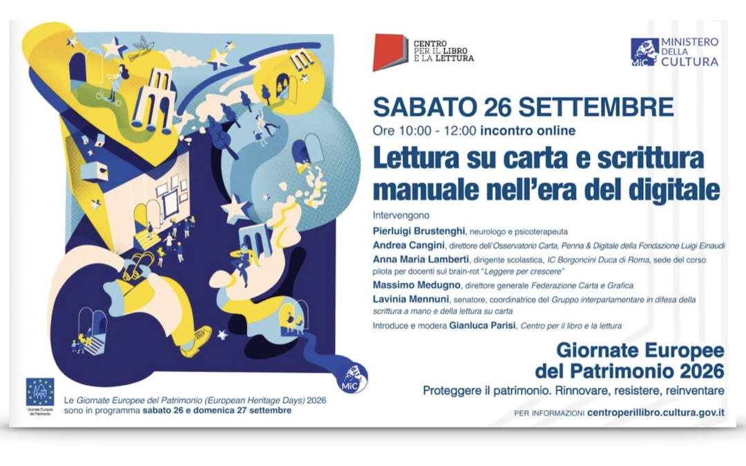 La Federazione parla di lettura su carta il 26/9 alle Giornate Europee del Patrimonio